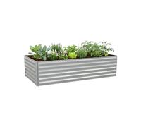 Relaxdays huerto Elevado de Metal galvanizado para Flores, Plantas y hortalizas 57x240x90 cm Plateado