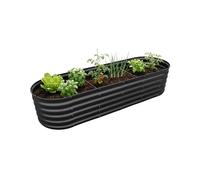 Relaxdays huerto Elevado de Metal galvanizado para Flores, Plantas y hortalizas, Ovalado, 45x200x60 cm, Color Antracita
