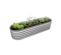 Relaxdays Huerto Elevado de Metal galvanizado para Flores, Plantas y Verduras, 45×240×60 cm, Ovalado, Plateado