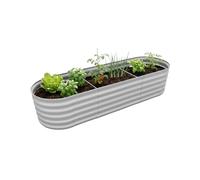 Relaxdays Huerto Elevado de Metal galvanizado para Flores, Plantas y Verduras, 45 x 240 x 60 cm, Ovalado, Gris Claro