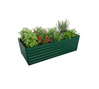 Relaxdays Huerto Elevado de Metal galvanizado para Flores, Plantas y Verduras, 60x200x100 cm, Caja Cuadrada, Verde