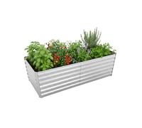 Relaxdays Huerto Elevado de Metal galvanizado para Flores, Plantas y Verduras, 60x200x100 cm, Plateado
