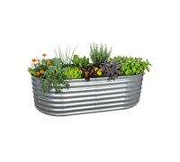 Relaxdays Huerto Elevado de Metal galvanizado para Flores y Verduras, Ovalado, 60x200x100 cm, Plateado