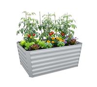 Relaxdays huerto Elevado de Metal galvanizado para Plantas y hortalizas, 60x120x60 cm, Gris Claro