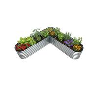 Relaxdays Huerto Elevado en L de Metal galvanizado para Verduras, Hierbas y Flores, 43 x 203 x 203 cm, Plateado