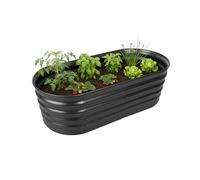 Relaxdays Huerto Elevado galvanizado para Flores, Plantas y Verduras, 45x150x60 cm, Oval, Antracita