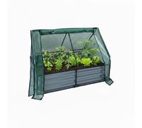Relaxdays Huerto elevado + invernadero verde oscuro,gris