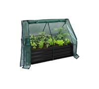 Relaxdays Huerto elevado + invernadero verde oscuro,negro