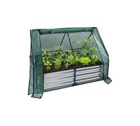Relaxdays Huerto elevado + invernadero verde oscuro,plata