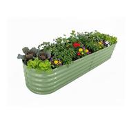 Relaxdays Huerto Elevado, Metal, XXL, Flores, Plantas & Verduras, HxBxT: 45x240x60 cm, Cama semicircular, Verde Salvia