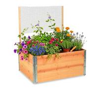 Relaxdays Huerto Elevado Modular de Madera con Enrejado para trepadoras, Jardinera, 118x120x80 cm, Natural