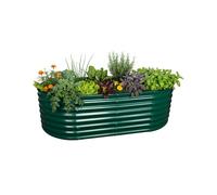 Relaxdays Huerto Elevado Ovalado de Metal galvanizado para Flores, Plantas y hortalizas, 60x200x100 cm, Verde