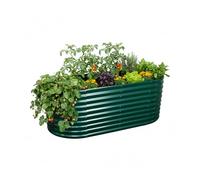 Relaxdays Huerto Elevado Ovalado de Metal galvanizado para Flores, Plantas y Verduras, 160 x 80 x 80 cm, Verde
