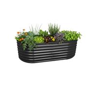 Relaxdays Huerto Elevado Ovalado de Metal galvanizado para Flores, Plantas y Verduras, 60x200x100 cm, Antracita