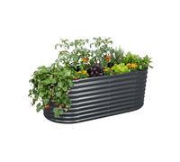 Relaxdays Huerto Elevado Ovalado en Metal galvanizado para Flores, Plantas y Verduras, 80x200x100 cm, Color Antracita