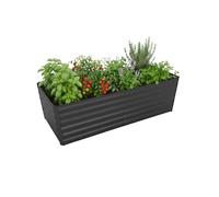 Relaxdays Huerto Elevado Rectangular, Metal galvanizado, 57 x 180 x 90 cm, para hortalizas, Hierbas, Flores, Antracita