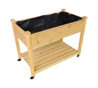 Relaxdays Huerto móvil con ruedas marrón claro