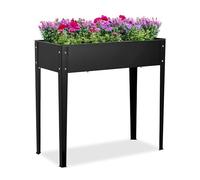 Relaxdays Huerto Urbano, Bancal Cultivo para Jardín, Balcón y Terraza, Acero Pulverizado, Jardinera, 80x85x40 cm, Negro
