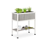 Relaxdays Huerto Urbano de Madera con Bancal Alto y Balda de Herramientas, 80,5 x 74 x 38 cm, Color a Elegir