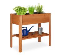 Relaxdays Huerto urbano de madera con estante marrón claro