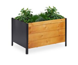 Relaxdays Huerto urbano de madera marrón claro,negro
