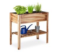 Relaxdays Huerto urbano de madera veteada marrón claro