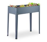 Relaxdays Huerto urbano estrecho de metal gris gris