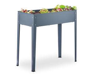 Relaxdays Huerto urbano estrecho de metal gris gris