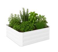 Relaxdays Huerto urbano jardinera de metal blanco