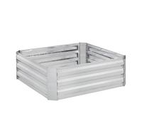 Relaxdays Bancal Huerto Urbano, Metal Galvanizado, Jardinera para Cultivar Flores, Plantas y Verduras, 30x90x90 cm, Gris, Hierro