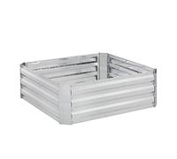 Relaxdays Bancal Huerto Urbano, Metal Galvanizado, Jardinera para Cultivar Flores, Plantas y Verduras, 30x90x90 cm, Gris, Hierro