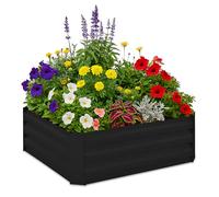 Relaxdays Huerto Urbano, Metal Galvanizado, Jardinera para Cultivar Flores, Plantas y Verduras, 30x90x90 cm, Negro