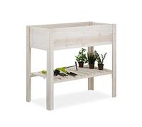Relaxdays Huerto Urbano, Terraza, Balcón & Jardín, Tiesto Grande, Madera, 80x88x44 cm, Blanco