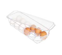 Relaxdays Huevera para Frigorífico, Porta 12 Huevos con Tapa, Nevera, Plástico, 1 Ud, 8 x 32,5 x 11,5 cm, Transparente