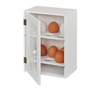 Relaxdays 10027986_49 Rústica, Armario 12 Huevos, Huevero Cocina, Bandeja, 1 Ud, Madera y Metal, 25 x 18 x 12 cm, Blanco