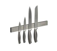 Relaxdays Imán Cuchillos Acero Inoxidable, Autoadhesivo, 30 cm de Largo, Barra Magnética Herramientas, Plateado/Negro