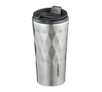 Relaxdays Inoxidable, 350 ml Vaso Térmico Café, Bebidas Calientes y Frías, Taza Hermética de Acero INOX, sin BPA, Plateado y Negro