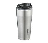 Relaxdays Inoxidable, 400 ml Vaso Térmico Café, Bebidas Calientes y Frías, Taza Hermética de Acero INOX, sin BPA, Plateado y Negro