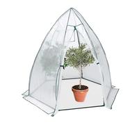 Relaxdays Invernadero, de Plástico, 185 x 180 x 160 cm, Protección Plantas en Invierno, Puerta y Ventana, Transparente