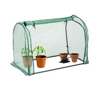 Relaxdays Invernadero de Plástico, Cubierta de PE, Puerta Enrollable, 80x113x70 cm, Encaje de Piezas, Verde/Transparente, 80 x 113 x 70 cm