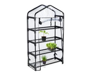 Relaxdays Invernadero estrecho para balcón negro,transparente