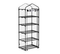 Relaxdays Invernadero Balcón, Lona PVC, Hierro, 192 x 69 x 50 cm, Estantería Hibernación 5 Baldas, Negro/Transparente