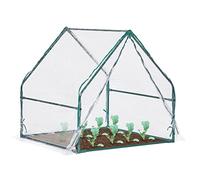 Relaxdays Invernadero Pequeño, Cubierta PVC, 95x95x92 cm, Techo 2 Aguas, Mini Huerto, Jardín, Exterior, Transparente