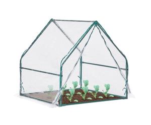 Relaxdays Invernadero pequeño PVC con puerta verde oscuro,transparente