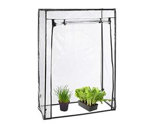 Relaxdays Invernadero Tomates, Cubierta PVC, 150 x 100 x 50 cm, con Puerta, Mini Huerto Vertical, Transparente y Negro