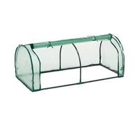 Relaxdays Invernadero Túnel, 50 x 128 x 60 cm, Lona de PE, Marco Hierro, Puerta con Cremallera, Vivero Huertos, Verde