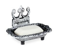 Relaxdays Jabonera de hierro fundido vintage plata