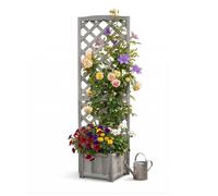 Relaxdays Jardinera con enrejado 180 cm gris