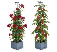 Relaxdays Jardinera con enrejado, set de 2 gris