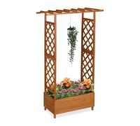 Relaxdays Jardinera con enrejado y techo naranja